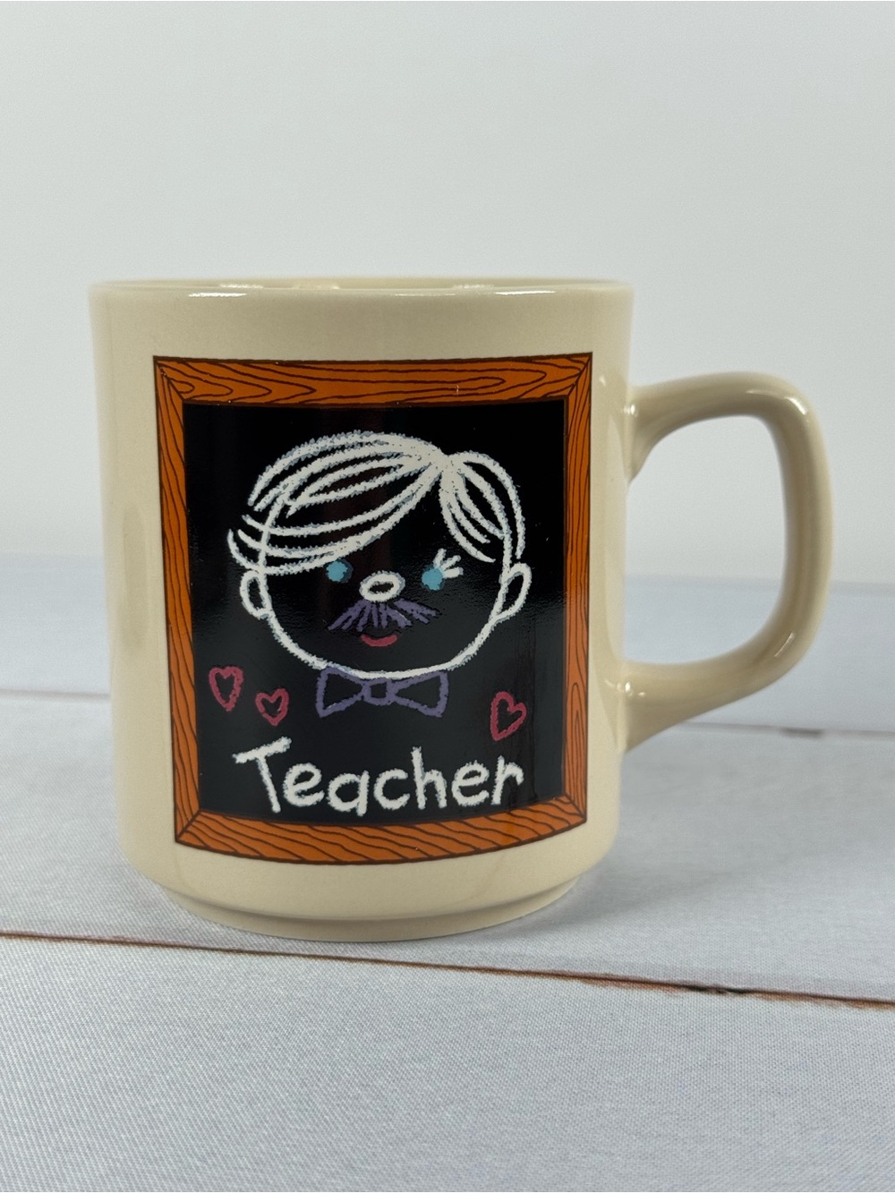 Vintage 1970s Enesco Male Teacher Chalkboard Ceramic Coffee Mug